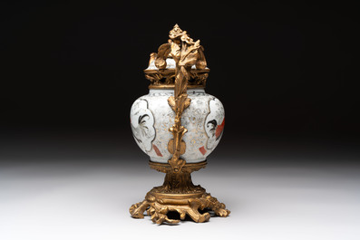 A Chinese famille verte covered bowl, a Dutch-decorated bowl, a gilt-bronze mounted pot-pourri vase and an Imari-style covered jug, Kangxi/Qianlong