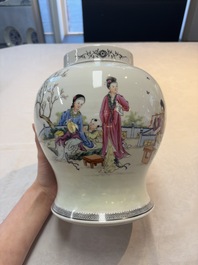 A Chinese famille rose covered vase and baluster vase, Qianlong marks, 20th C.
