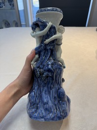 A pair of Chinese blue and white stands after Meissen example, Qianlong