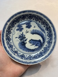 A Chinese blue and white 'frog' plate, Jiajing/Wanli