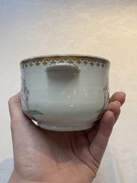 A Chinese famille rose armorial sugar pot with the arms of Van Beeftingh for the Dutch market, Qianlong