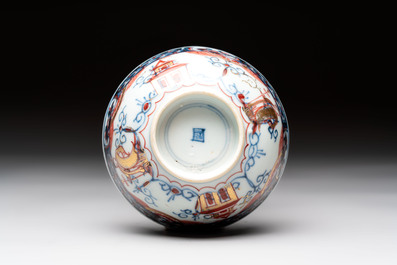 A Chinese famille verte covered bowl, a Dutch-decorated bowl, a gilt-bronze mounted pot-pourri vase and an Imari-style covered jug, Kangxi/Qianlong