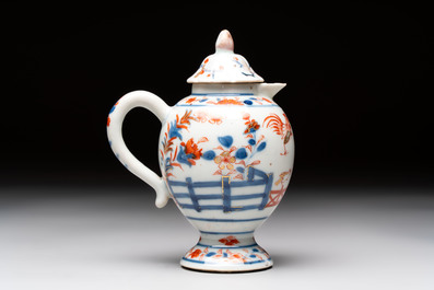 A Chinese famille verte covered bowl, a Dutch-decorated bowl, a gilt-bronze mounted pot-pourri vase and an Imari-style covered jug, Kangxi/Qianlong
