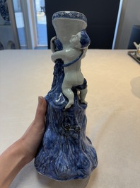 A pair of Chinese blue and white stands after Meissen example, Qianlong