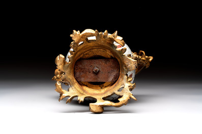 A Chinese famille verte covered bowl, a Dutch-decorated bowl, a gilt-bronze mounted pot-pourri vase and an Imari-style covered jug, Kangxi/Qianlong