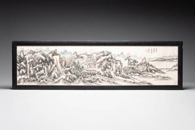 Huang Jusu 黃居素 (1897-1986): 'Mountainous landscape' and Chinese school: 'Pagoda', ink and colour on paper, dated 1969
