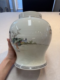 A Chinese famille rose covered vase and baluster vase, Qianlong marks, 20th C.