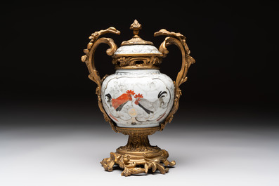 A Chinese famille verte covered bowl, a Dutch-decorated bowl, a gilt-bronze mounted pot-pourri vase and an Imari-style covered jug, Kangxi/Qianlong