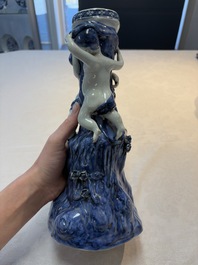 A pair of Chinese blue and white stands after Meissen example, Qianlong