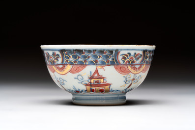 A Chinese famille verte covered bowl, a Dutch-decorated bowl, a gilt-bronze mounted pot-pourri vase and an Imari-style covered jug, Kangxi/Qianlong