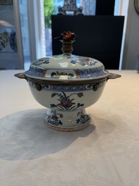 A rare Chinese silver-mounted doucai bowl and cover, Kangxi/Yongzheng