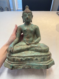 A Thai bronze sculpture of Shakyamuni Buddha, probably 15/16th C.