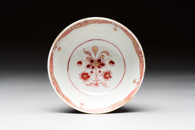 A Chinese famille verte covered bowl, a Dutch-decorated bowl, a gilt-bronze mounted pot-pourri vase and an Imari-style covered jug, Kangxi/Qianlong