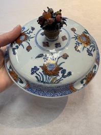 A rare Chinese silver-mounted doucai bowl and cover, Kangxi/Yongzheng