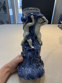 A pair of Chinese blue and white stands after Meissen example, Qianlong