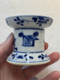 A pair of rare Chinese blue and white sanders with antiquities and floral design, Kangxi