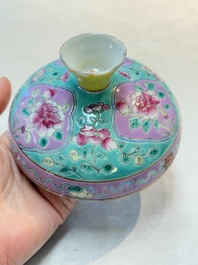 A Chinese famille rose turquoise-ground 'chupu' bowl and cover for the Straits or Peranakan market, 19th C.