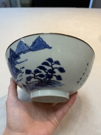 A Chinese blue and white 'Bleu de Hue' bowl with the Hai Van mountains for the Vietnamese market, Thanh Ngoan mark for Nguyen Phuc Chu, Kangxi