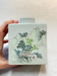 A Chinese famille rose 'Wu Shuang Pu' covered teapot and a qianjiang cai covered tea caddy, signed Lei Guangheng 雷光亨, 19th C.