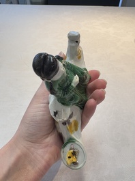 A Chinese verte biscuit 'scholar' brush rest, Kangxi