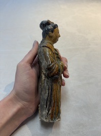 Three Chinese sancai-glazed figures of deities, Ming