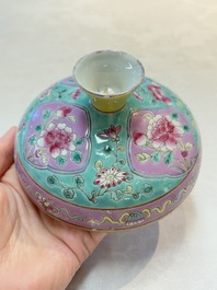 A Chinese famille rose turquoise-ground 'chupu' bowl and cover for the Straits or Peranakan market, 19th C.