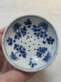 A pair of rare Chinese blue and white sanders with antiquities and floral design, Kangxi
