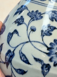 A Chinese blue and white 'yuhuchunping' vase with floral design, Ming