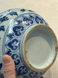 A Chinese blue and white 'yuhuchunping' vase with floral design, Ming