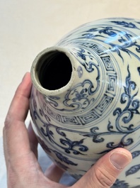 A Chinese blue and white 'yuhuchunping' vase with floral design, Ming