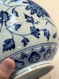 A Chinese blue and white 'yuhuchunping' vase with floral design, Ming