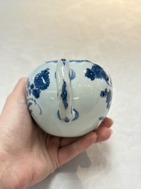 A Chinese blue and white teapot and cover with floral design, Kangxi