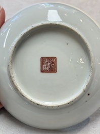 A pair of Chinese famille rose plates, Tongzhi mark and of the period