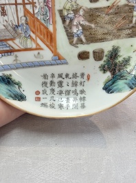 A pair of Chinese famille rose plates, Tongzhi mark and of the period