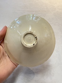 A Chinese Jizhou papercut resist-decorated 'plum blossom' bowl and a white-glazed bowl, Southern Song/Ming