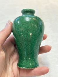 Four Chinese green crackle-glazed vases, 19th C.