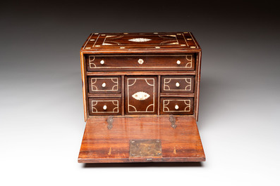 An Indo-Portuguese rosewood table cabinet, Gujarat or Sindh, 17th C.