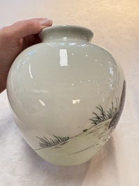 A Chinese falangcai 'quails among flowers' vase, 19/20th C.