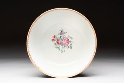 A Chinese famille rose armorial bowl with the arms of Byde with Hope in pretense, Qianlong, ca. 1775