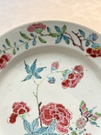 Two Chinese famille rose plates with floral design, Yongzheng/Qianlong