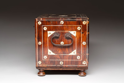 An Indo-Portuguese rosewood table cabinet, Gujarat or Sindh, 17th C.