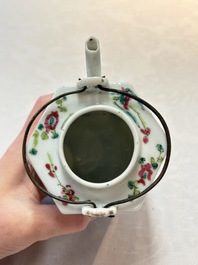 A Chinese famille rose 'Wu Shuang Pu' teapot and a famille rose covered wine pot, 19th C.