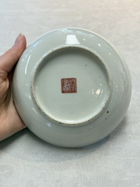 A pair of Chinese famille rose plates, Tongzhi mark and of the period
