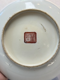 A pair of Chinese famille rose plates, Tongzhi mark and of the period