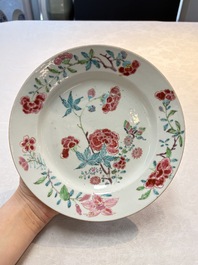 Two Chinese famille rose plates with floral design, Yongzheng/Qianlong