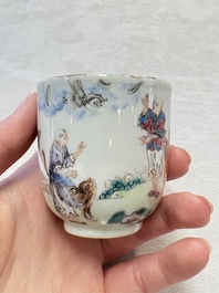 A pair of Chinese famille rose 'Luohan' cups, Qianlong