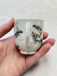 A pair of Chinese famille rose 'Luohan' cups, Qianlong