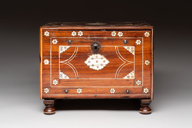 An Indo-Portuguese rosewood table cabinet, Gujarat or Sindh, 17th C.