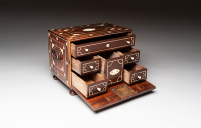 An Indo-Portuguese rosewood table cabinet, Gujarat or Sindh, 17th C.
