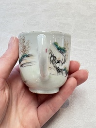A pair of Chinese famille rose 'Luohan' cups, Qianlong